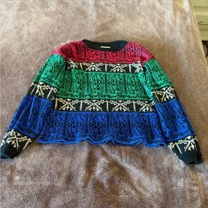 Vintage 80’s Garland Knit Multicolor Graphic Pullover Sweater